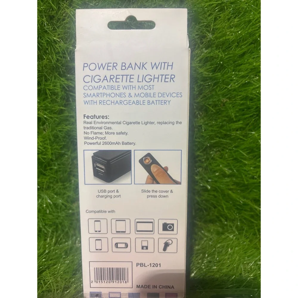 Pink 2-in-1 Power Bank with Flameless Cigarette Lighter 2600mAh PBL-1201